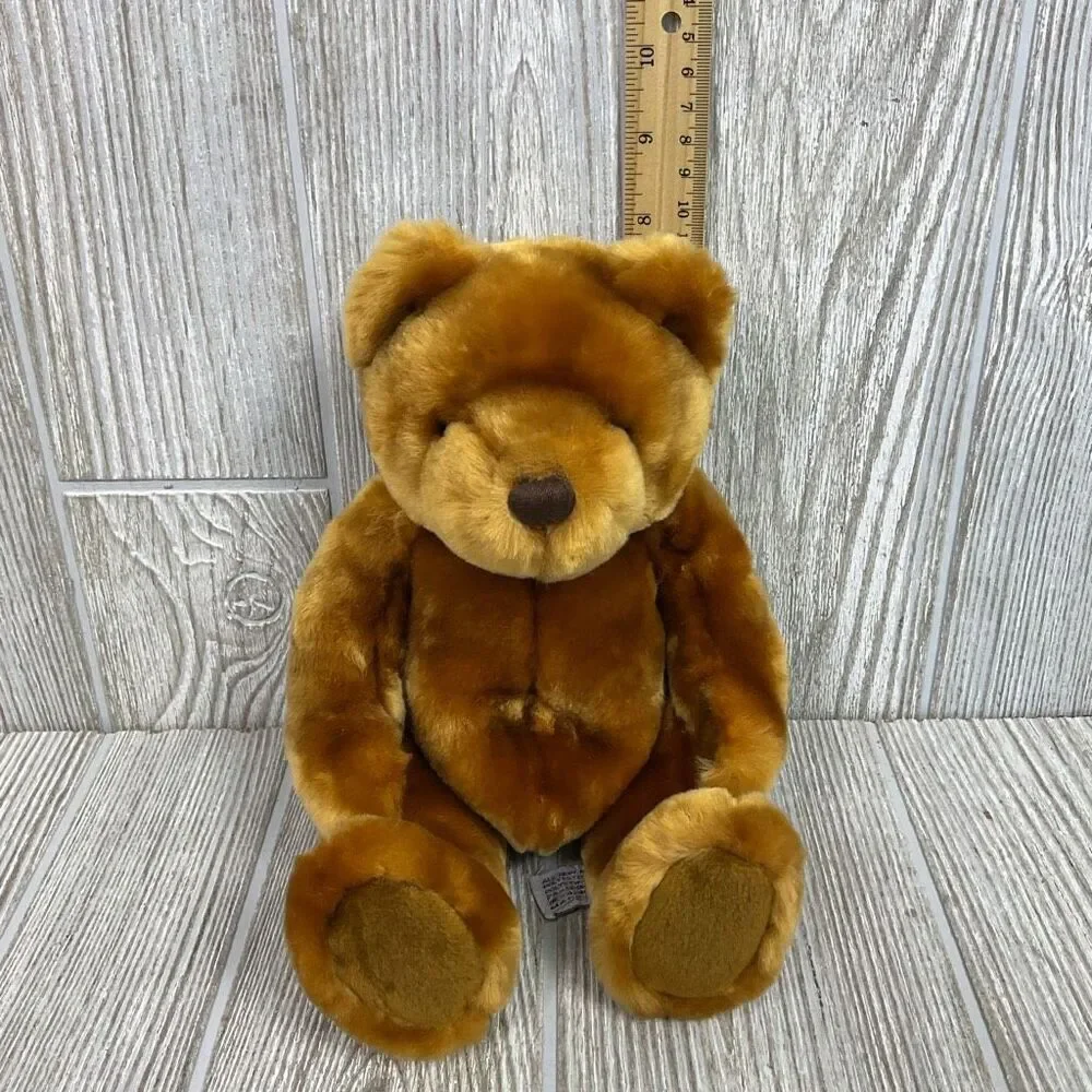 Vintage Velvete by Greek Teddy Bear Plush Brown Velvet Soft Stuffed Toy 8” Seate